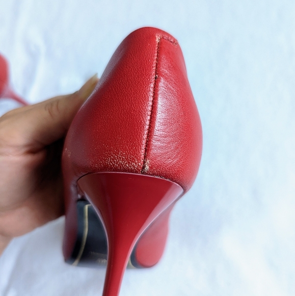 CHARLES JOURDAN PARIS Red Fairy Pointy Toe Leather Stiletto Pumps Size 8 - Picture 12 of 14